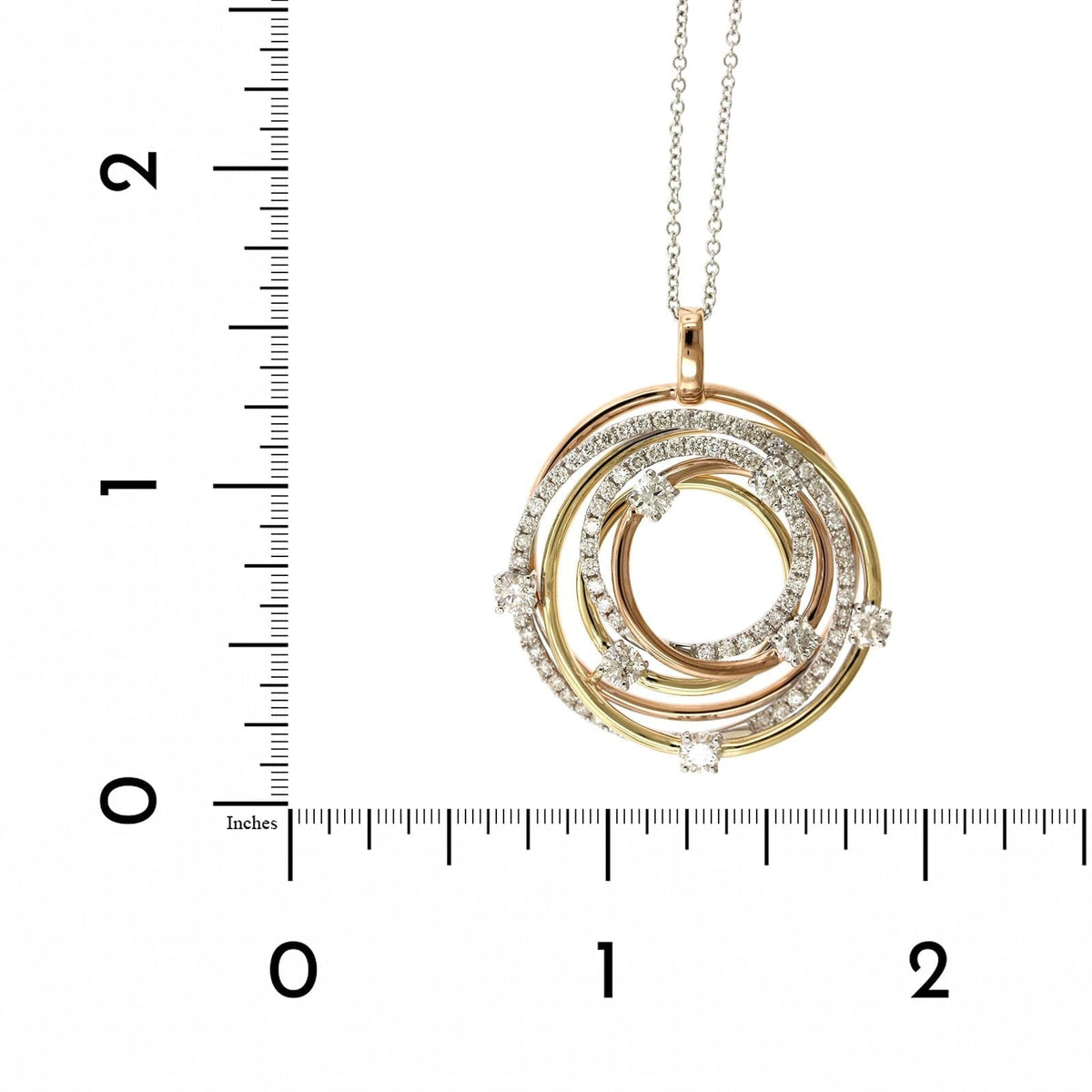 14K Tri Color Twist Diamond Pendant
