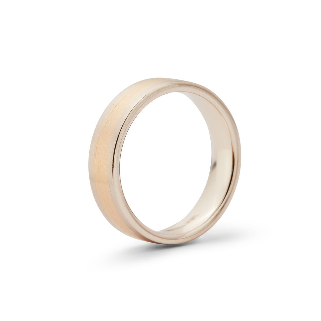 14K Two Tone Gold 6mm Satin Finish Band, two-tone, Long's Jewelers