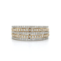 14K Two-Tone Multi Row Pave Diamond Ring, 14k white and yellow gold, Long's Jewelers