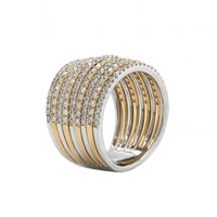 14K Two-Tone Multi Row Pave Diamond Ring, 14k white and yellow gold, Long's Jewelers