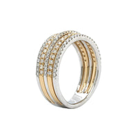 14K Two-Tone Multi Row Pave Diamond Ring, 14k white and yellow gold, Long's Jewelers