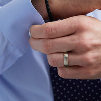 14K Two-Tone Satin Center with Polished Edge Band, Gold, Long's Jewelers