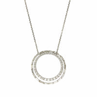 14K White Gold 2 Row Circle Diamond Pendant