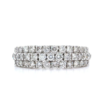 14K White Gold 3 Row Diamond Band