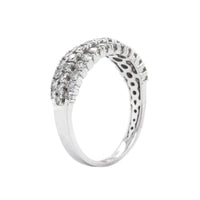 14K White Gold 3 Row Diamond Band