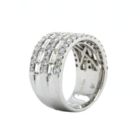 14K White Gold 5 Row Round and Baguette Diamond Ring, 14k white gold, Long's Jewelers