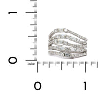 14K White Gold 5 Row Round and Baguette Wave Diamond Ring, 14k white gold, Long's Jewelers