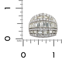 14K White Gold 7 Row Round and Baguette Diamond Dome Ring, 14k white gold, Long's Jewelers