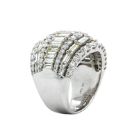 14K White Gold 7 Row Round and Baguette Diamond Dome Ring, 14k white gold, Long's Jewelers