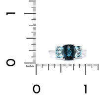 14K White Gold Blue Topaz 3 Stone Ring, 14k white gold, Long's Jewelers
