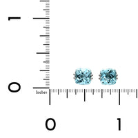 14K White Gold Cushion Aquamarine Stud Earrings, 14k white gold, Long's Jewelers