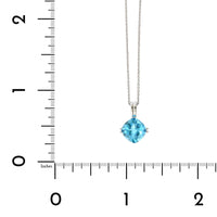 14K White Gold Cushion Blue Topaz Pendant, 14k white gold, Long's Jewelers