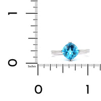 14K White Gold Cushion Blue Topaz Ring, 14k white gold, Long's Jewelers