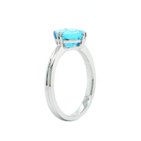 14K White Gold Cushion Blue Topaz Ring, 14k white gold, Long's Jewelers