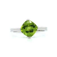 14K White Gold Cushion Peridot Ring, 14k white gold, Long's Jewelers
