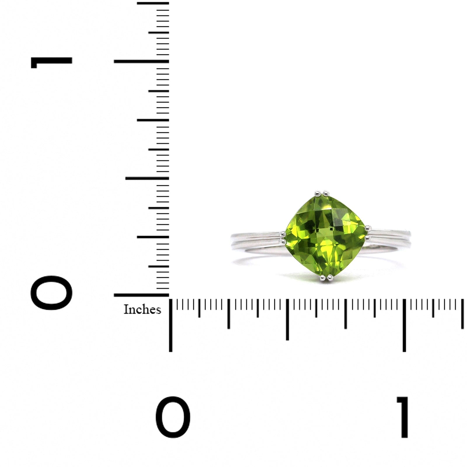 14K White Gold Cushion Peridot Ring, 14k white gold, Long's Jewelers