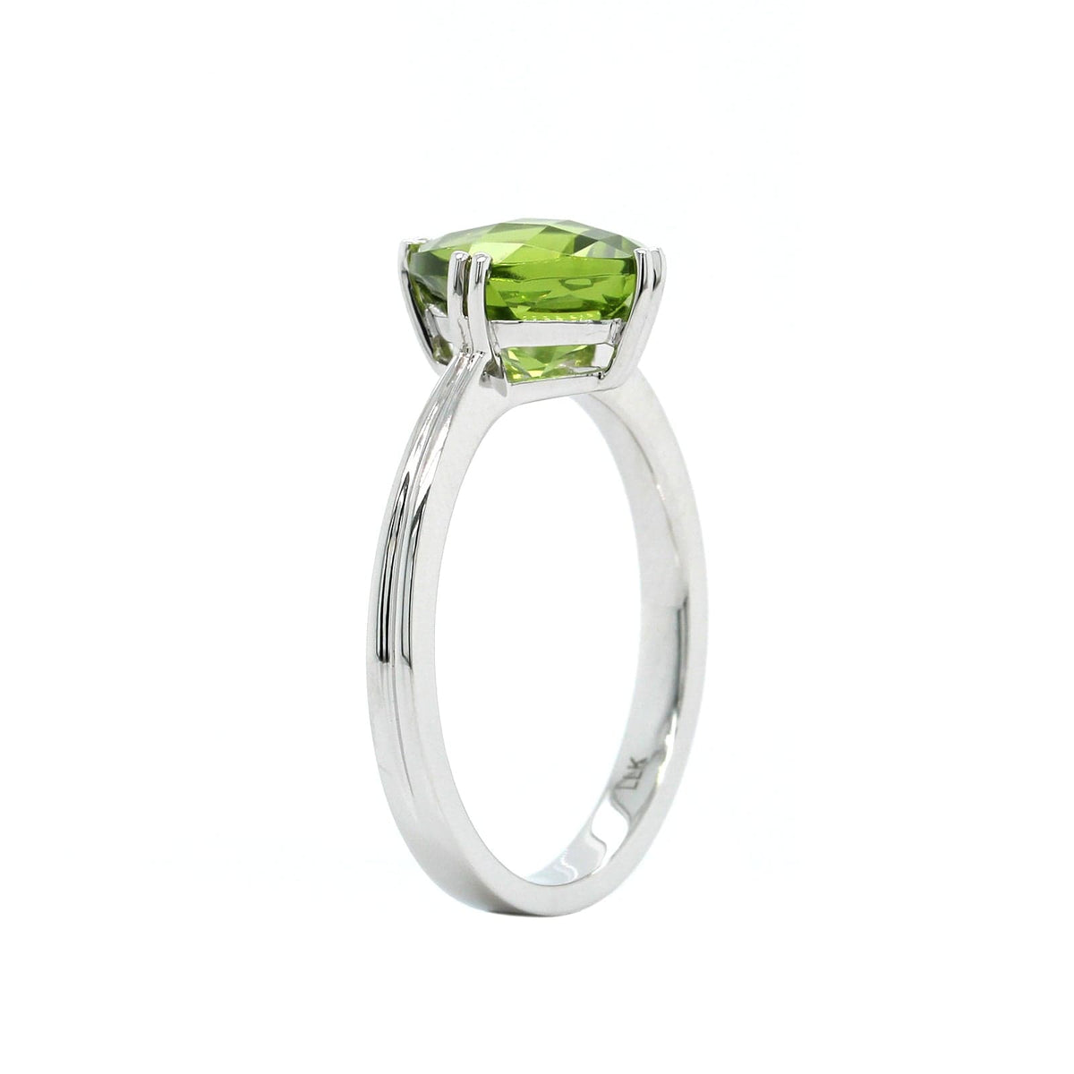 14K White Gold Cushion Peridot Ring, 14k white gold, Long's Jewelers