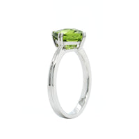 14K White Gold Cushion Peridot Ring, 14k white gold, Long's Jewelers