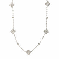 14K White Gold Diamond Clover Necklace, Gold, Long's Jewelers