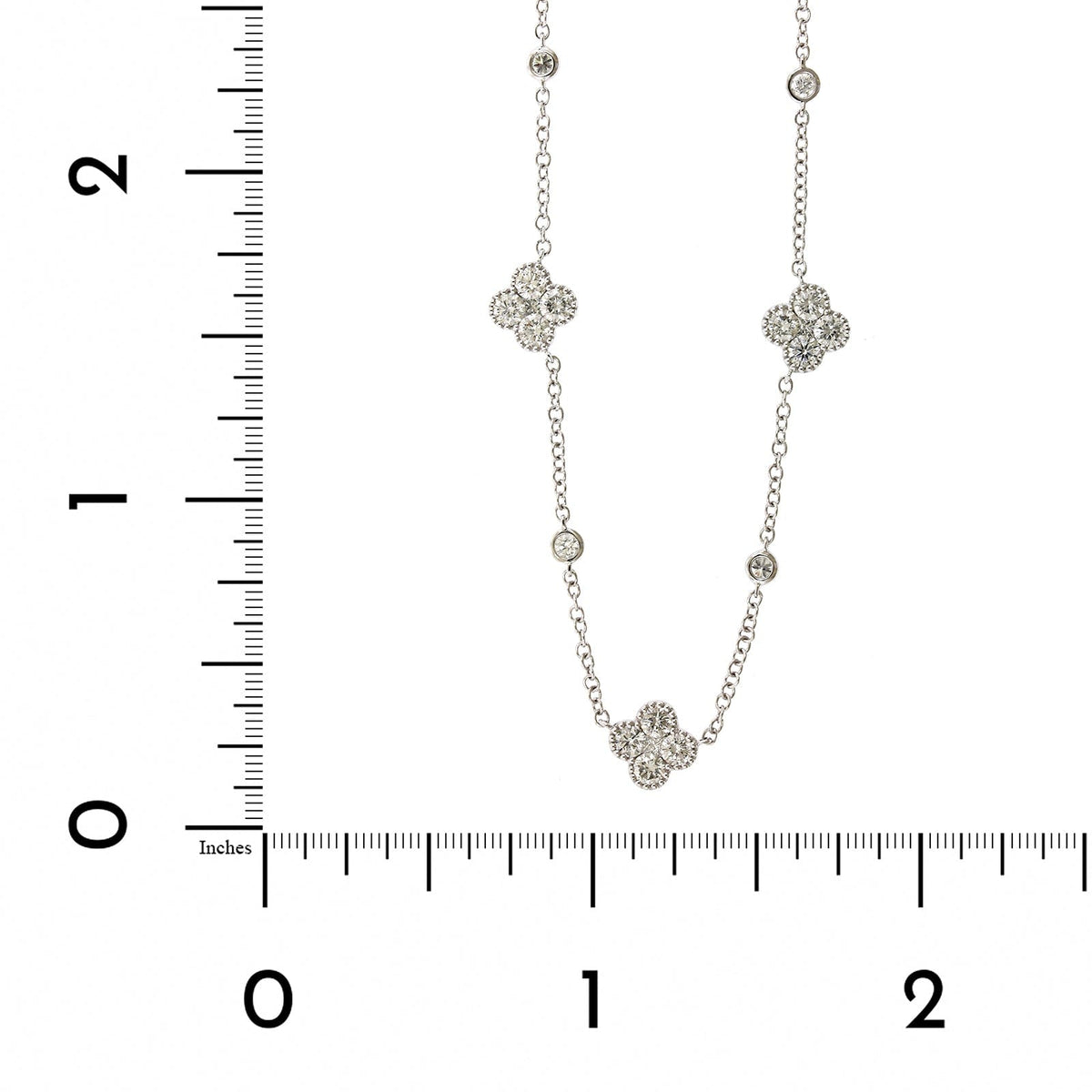 14K White Gold Diamond Clover Necklace, Gold, Long's Jewelers