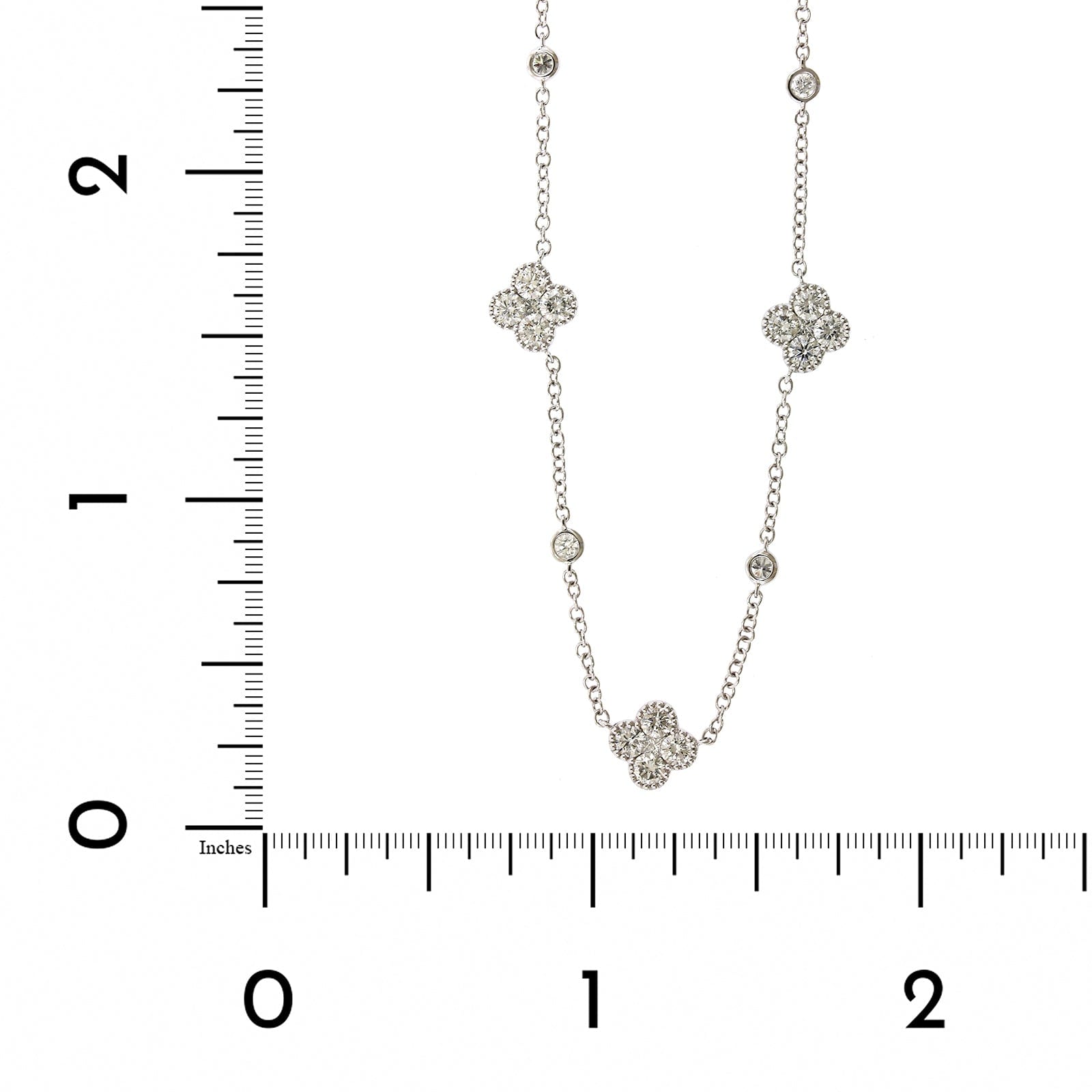14K White Gold Diamond Clover Necklace, Gold, Long's Jewelers