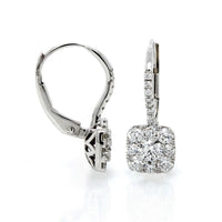 14K White Gold Diamond Halo Dangle Earrings, White Gold, Long's Jewelers