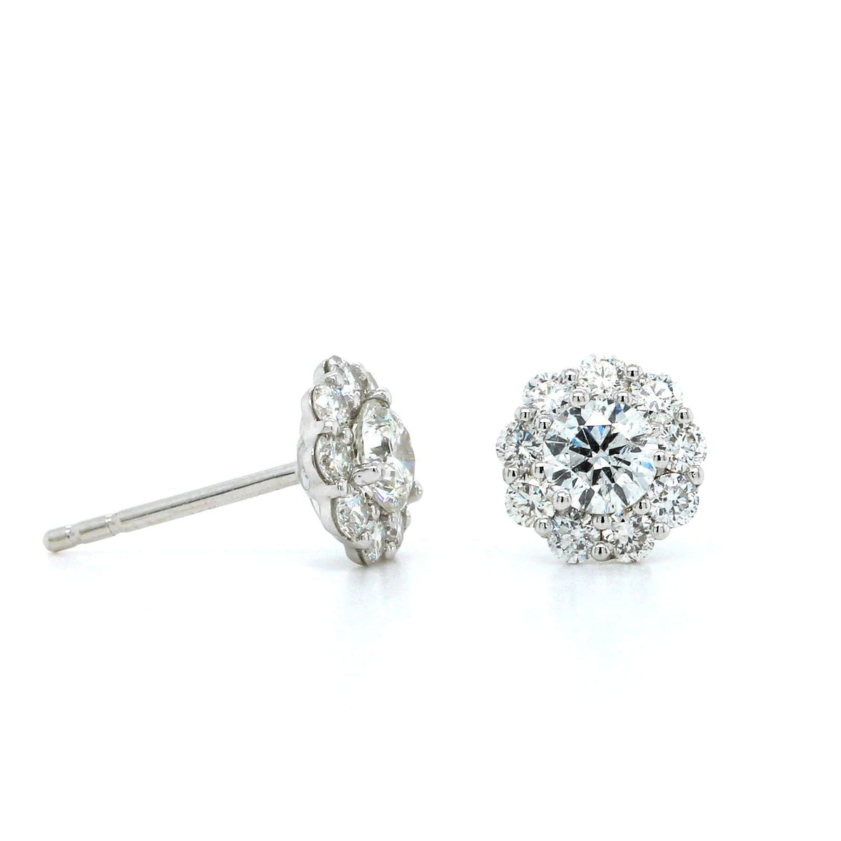 14K White Gold Diamond Halo Stud Earrings, White Gold, Long's Jeweler's