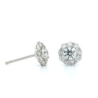 14K White Gold Diamond Halo Stud Earrings, White Gold, Long's Jeweler's