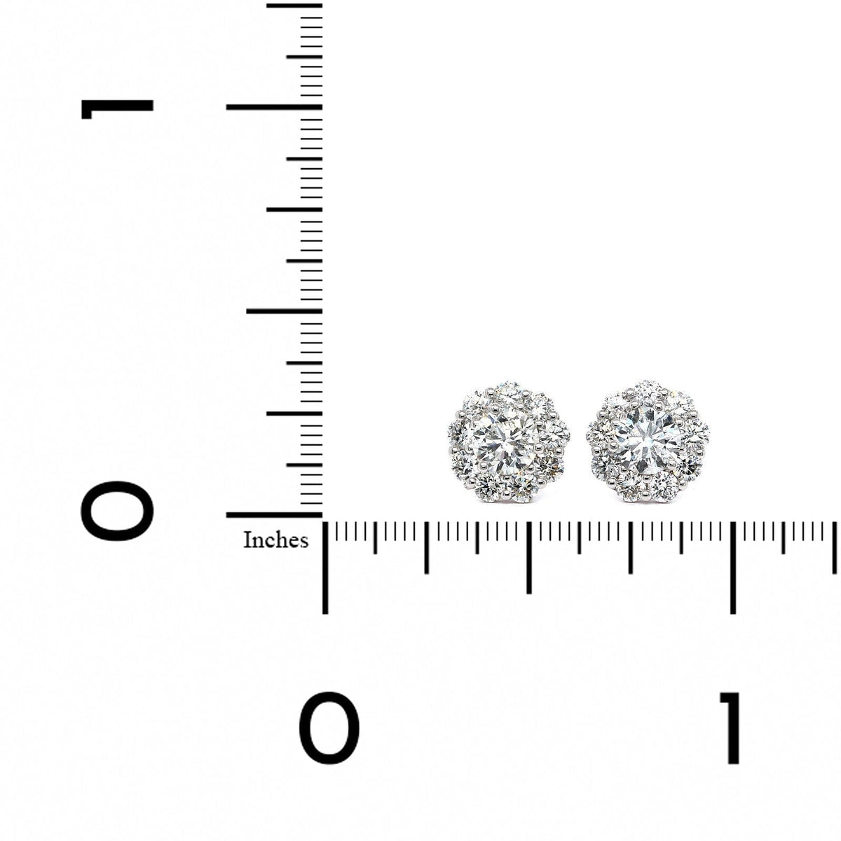 14K White Gold Diamond Halo Stud Earrings