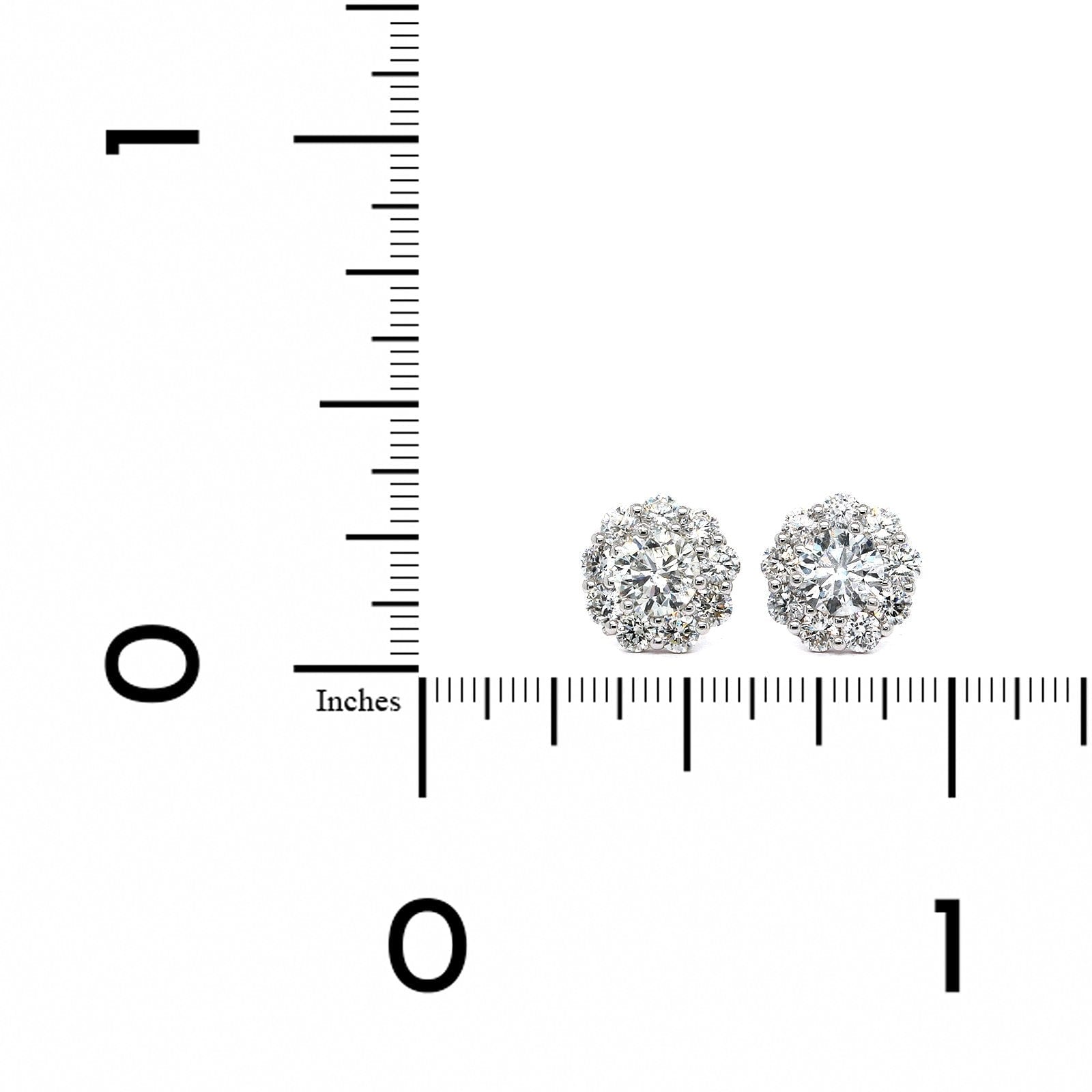 14K White Gold Diamond Halo Stud Earrings