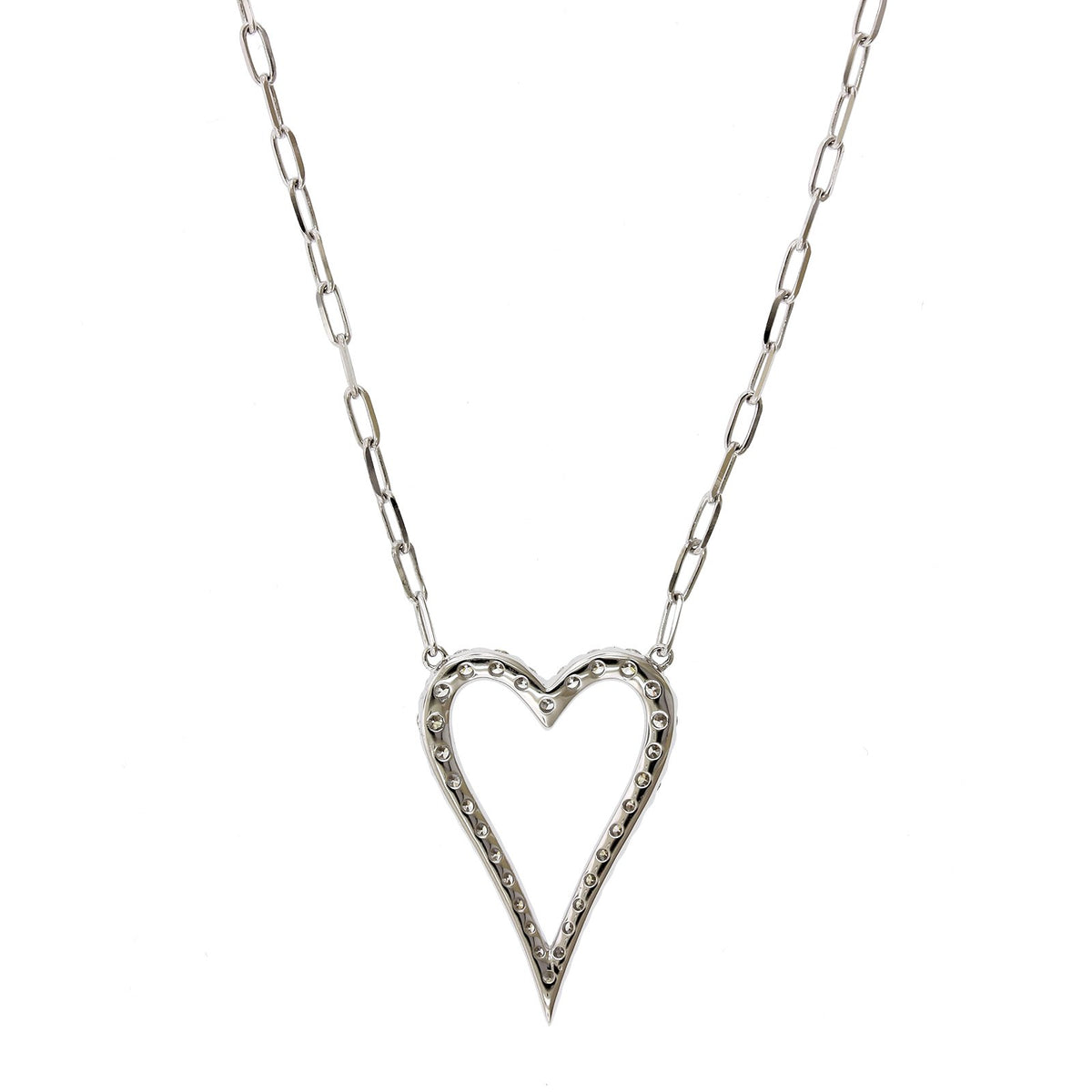 14K White Gold Diamond Heart Pendant
