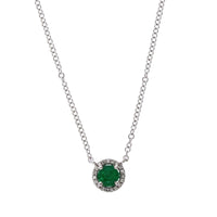 14K White Gold Emerald Diamond Halo Pendant,14k white gold, Long's Jewelers