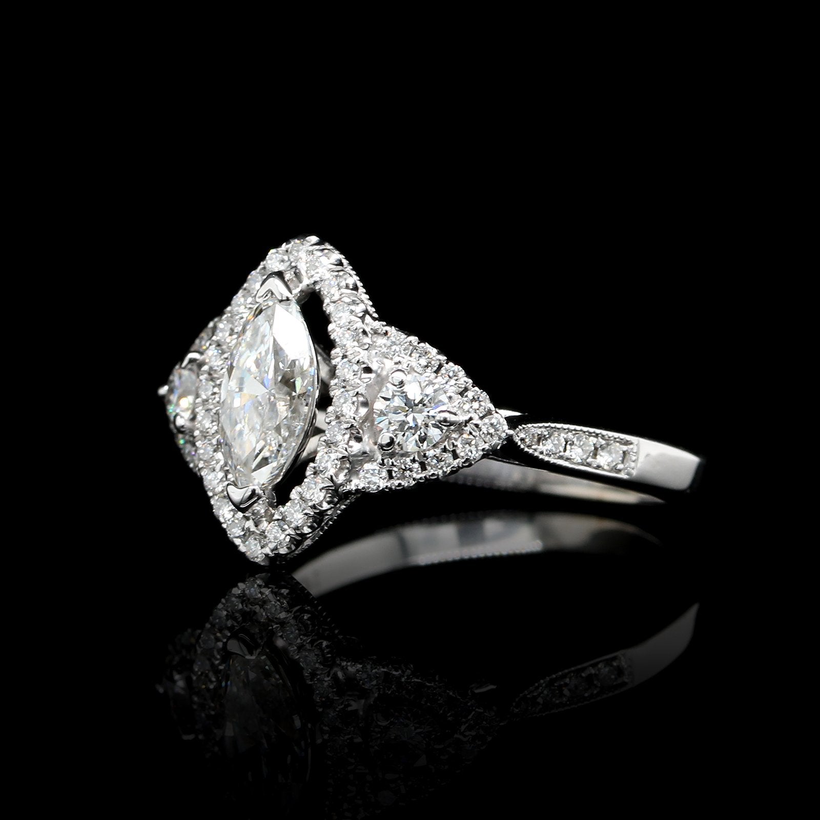14K White Gold Estate Diamond Engagement Ring, Gold, Long's Jewelers