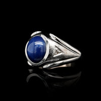 14K White Gold Estate Synthetic Star Sapphire and Diamond Ring, Gold, Long's Jewelers