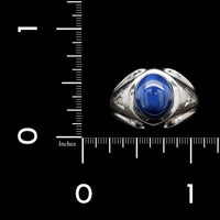 14K White Gold Estate Synthetic Star Sapphire and Diamond Ring, Gold, Long's Jewelers