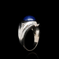 14K White Gold Estate Synthetic Star Sapphire and Diamond Ring, Gold, Long's Jewelers