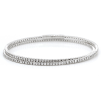 14K White Gold Flexible Double Diamond Row Bracelet, White Gold, Long's Jewelers