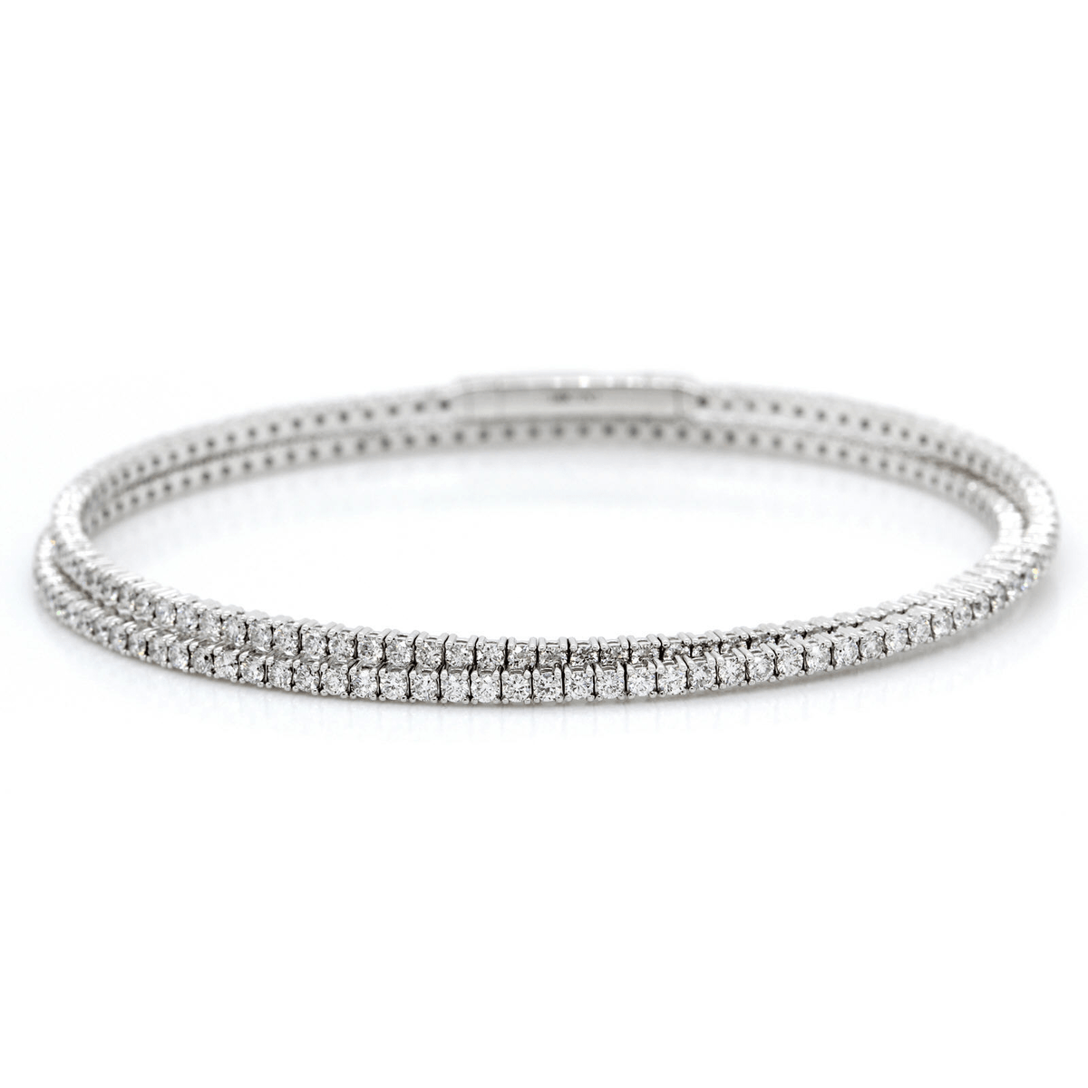 14K White Gold Flexible Double Diamond Row Bracelet, White Gold, Long's Jewelers