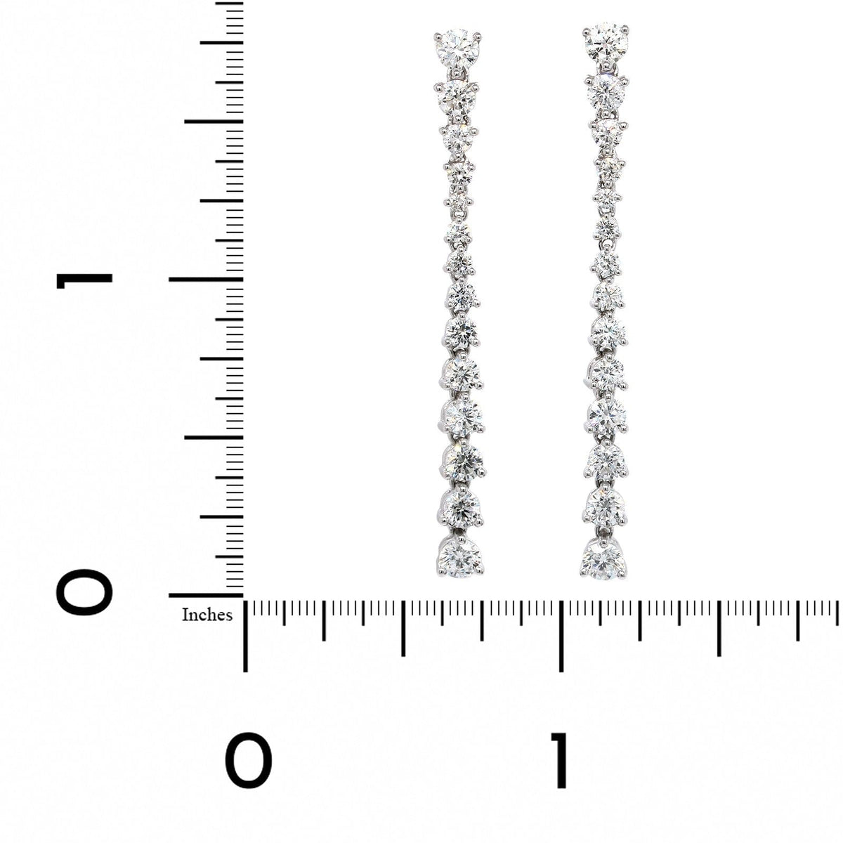14K White Gold Graduated Diamond Drop Earrings