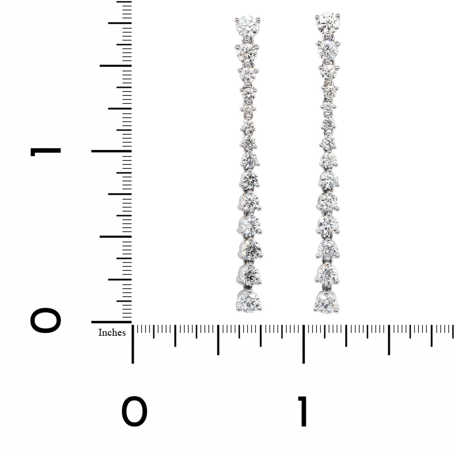 14K White Gold Graduated Diamond Drop Earrings