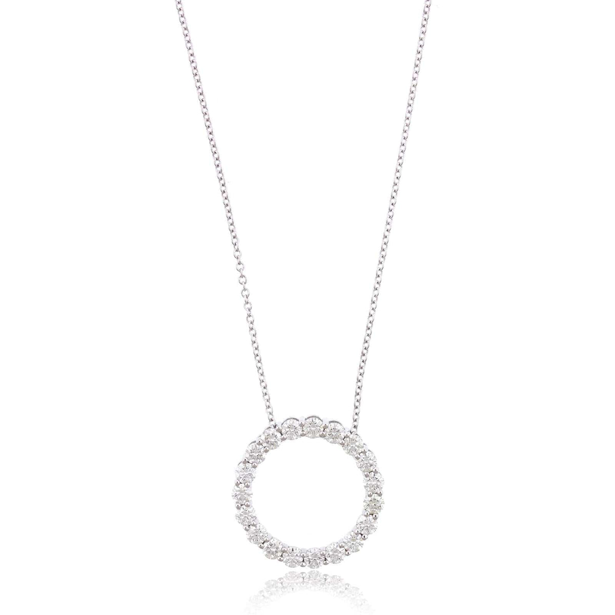 14K White Gold Open Circle Diamond Necklace, White Gold, Long's Jewelers