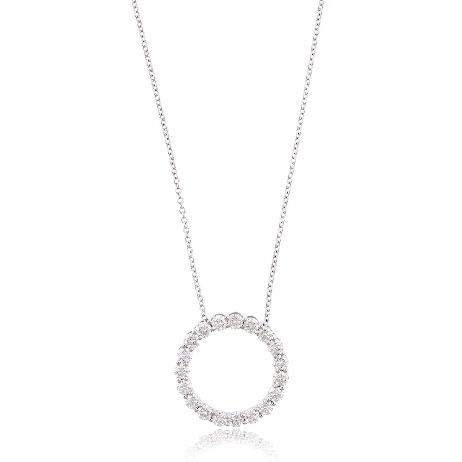 14K White Gold Open Circle Diamond Necklace, White Gold, Long's Jewelers