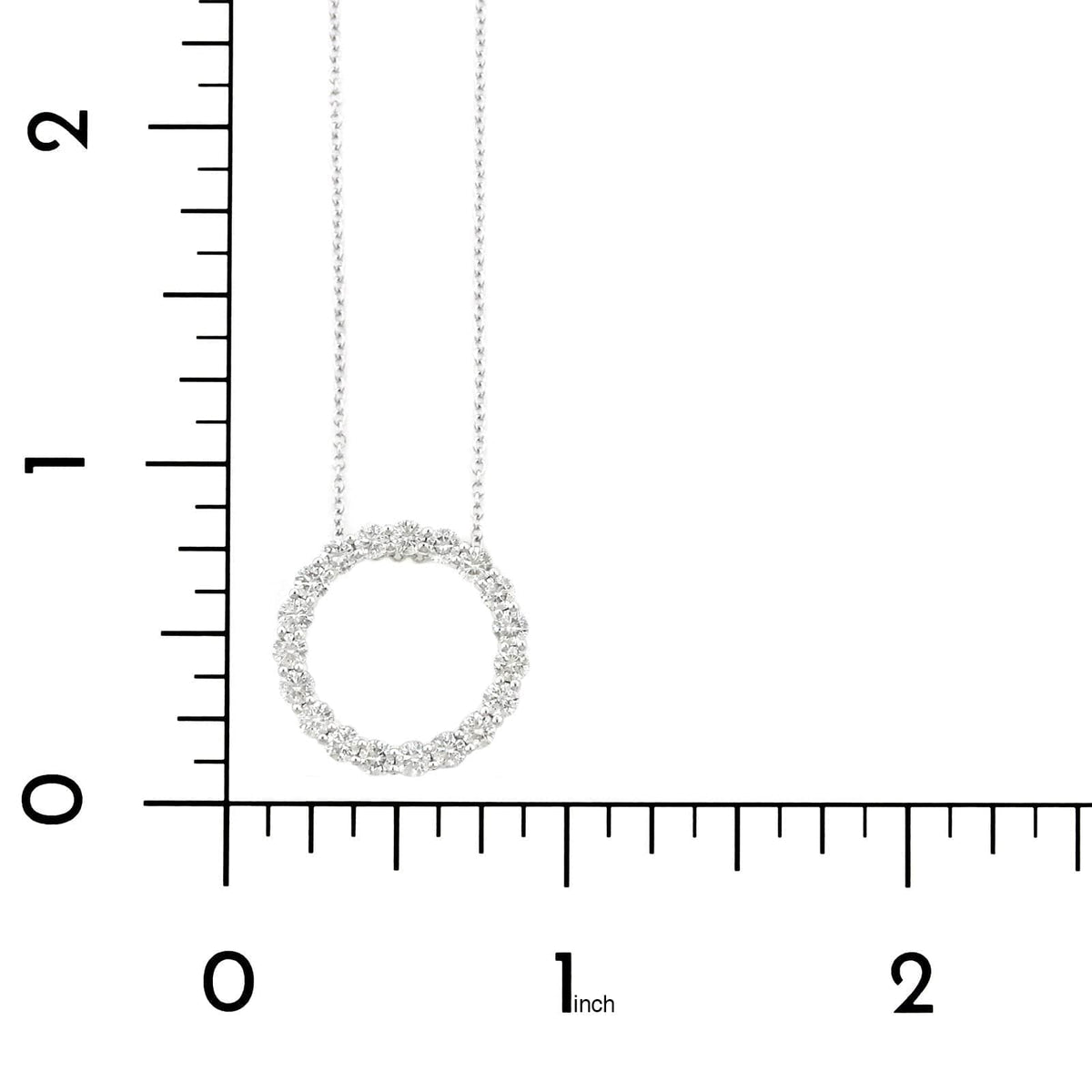 14K White Gold Open Circle Diamond Necklace