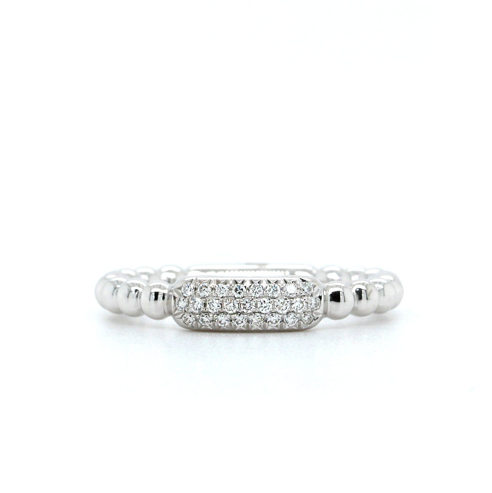 14K White Gold Pave Diamond Beaded Ring, Gold, Long's Jewelers