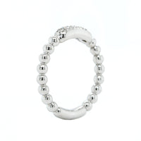 14K White Gold Pave Diamond Beaded Ring