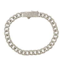 14K White Gold Pave Diamond Cuban Link Bracelet