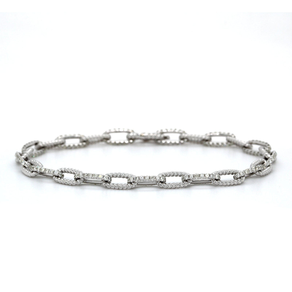 14K White Gold Pave Diamond Link Bracelet, 14k white gold, Long's Jewelers
