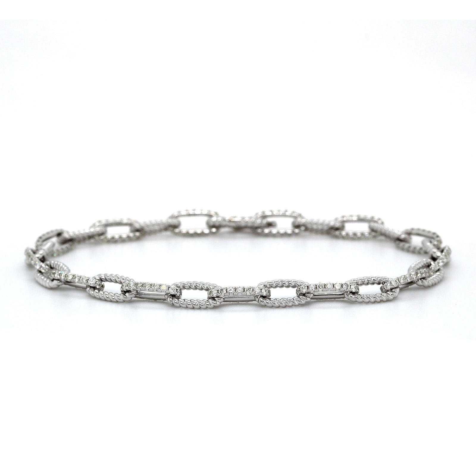 14K White Gold Pave Diamond Link Bracelet, 14k white gold, Long's Jewelers