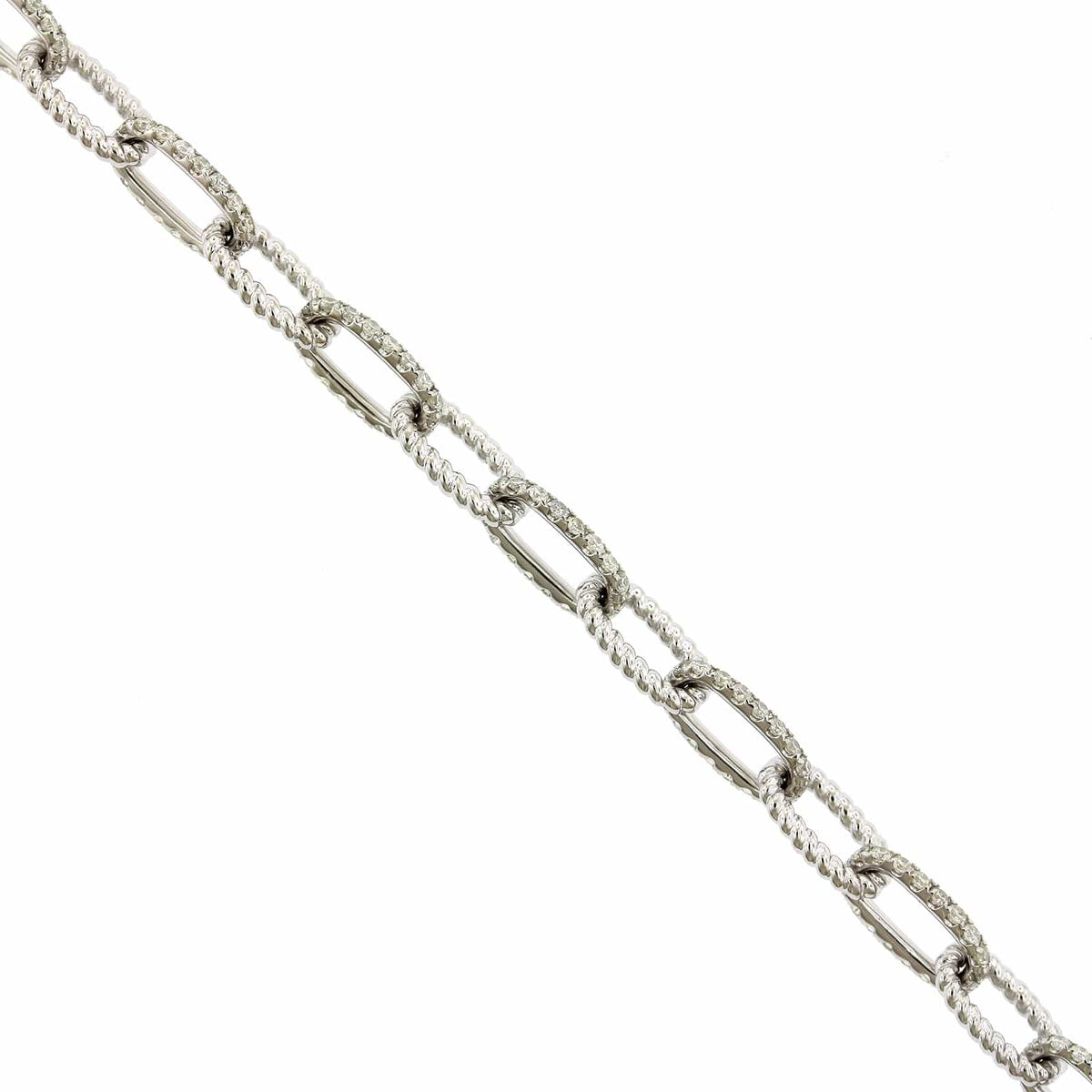 14K White Gold Pave Diamond Link Bracelet, 14k white gold, Long's Jewelers