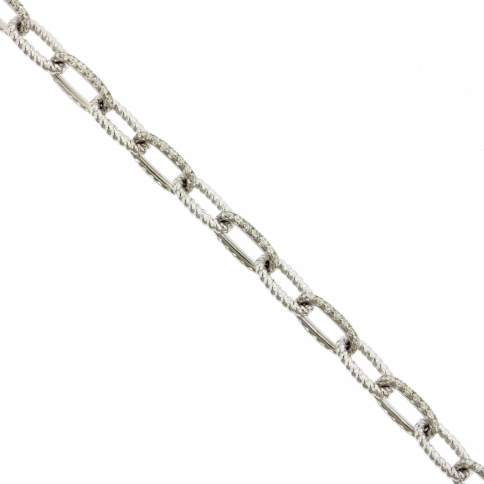 14K White Gold Pave Diamond Link Bracelet, 14k white gold, Long's Jewelers